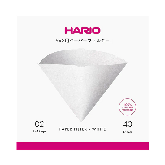 Hario V60 Filter Paper 40 Sheet, 02 Size - Plastic Free